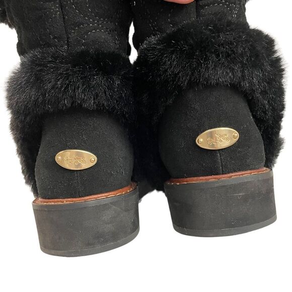 Coach Izzie Midcalf Black suede and faux fur boots/ bootie size 7.5B new! - Picture 4 of 7